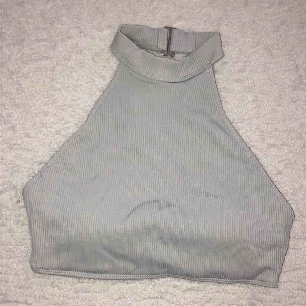 Gray High Neck Bikini Top